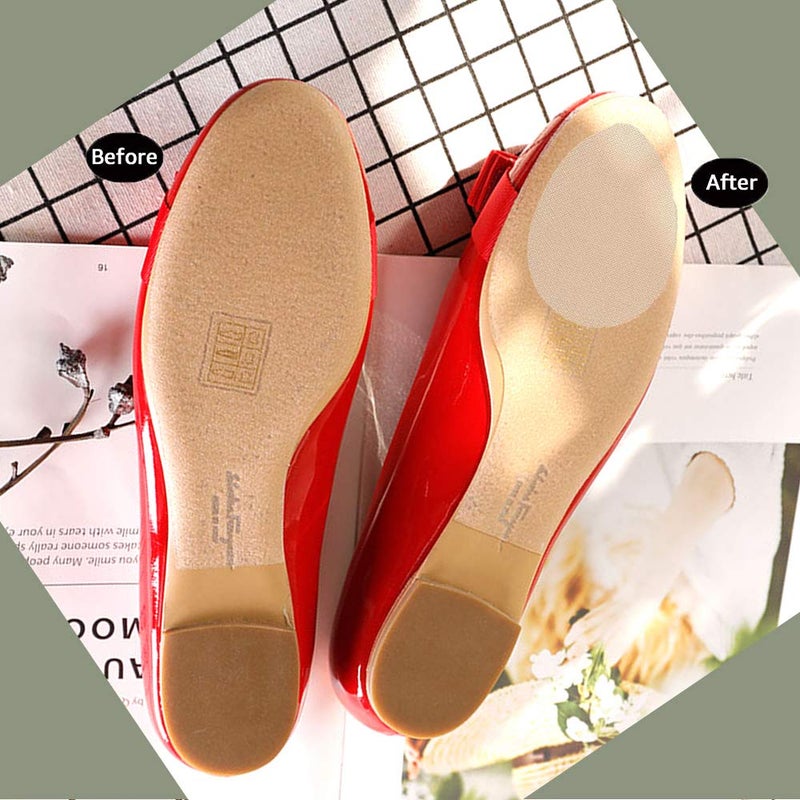 Feeke Non Slip Shoes Pads Self-Adhesive Shoe Grips Rubber Anti-Slip Shoe Grips Sole Stick Protector (Clear-5Pairs) - Image 2